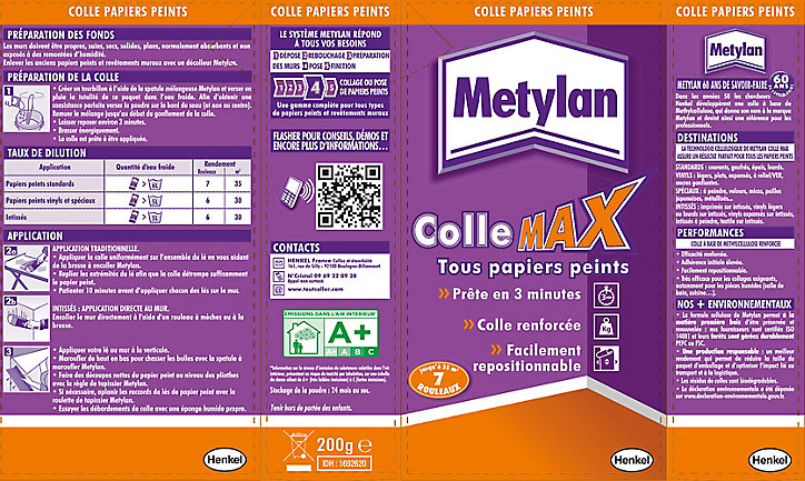 Colle Max Tous papiers peints Paquet 200g METYLAN