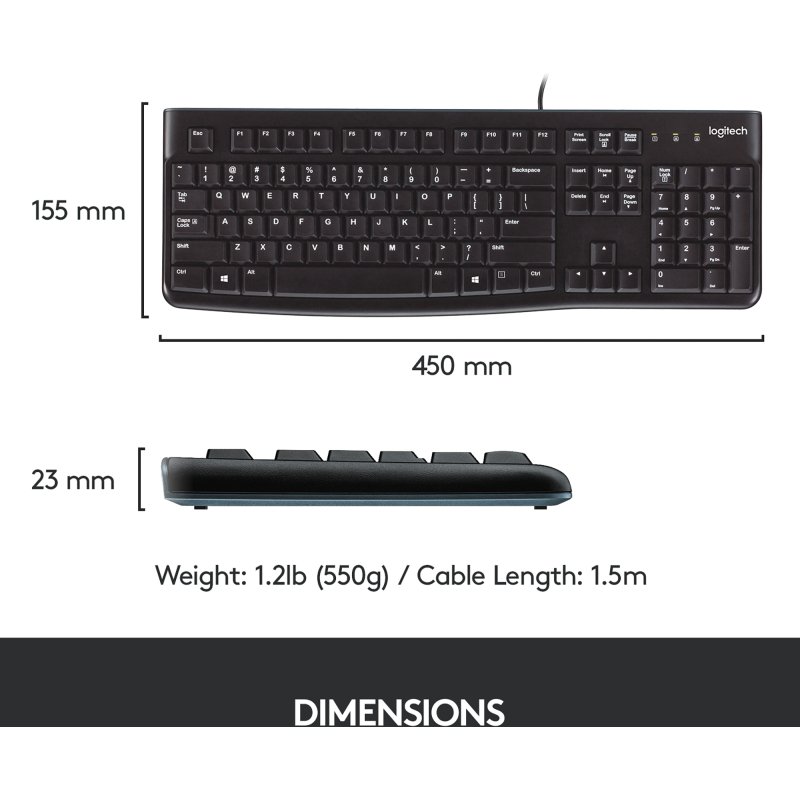 Ensemble clavier souris filaire MK 120 Logitech - AZERTY