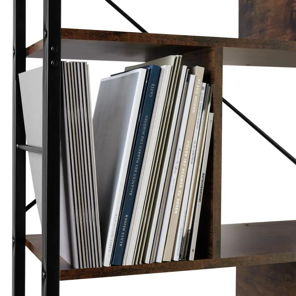 tectake Wandkast Charleston 75.5x30x155cm, Industrieel Hout Donker, Rustiek