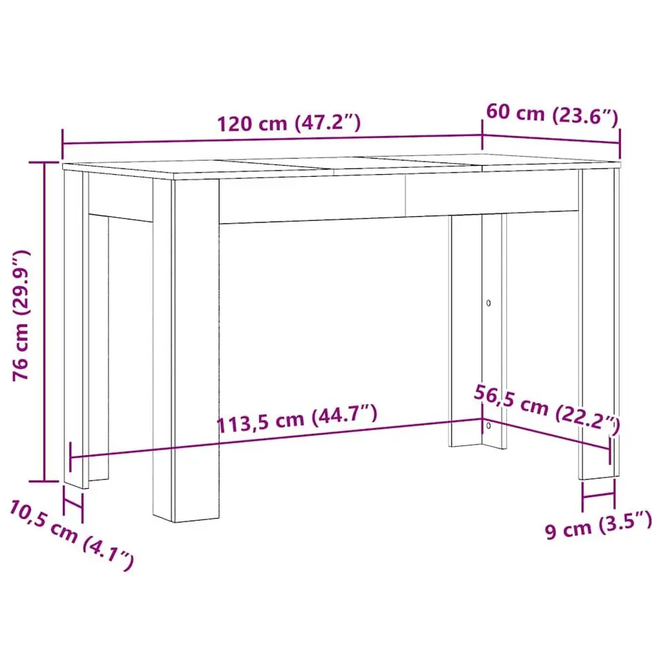 vidaXL - Eettafel - Zwart - Bewerkt hout