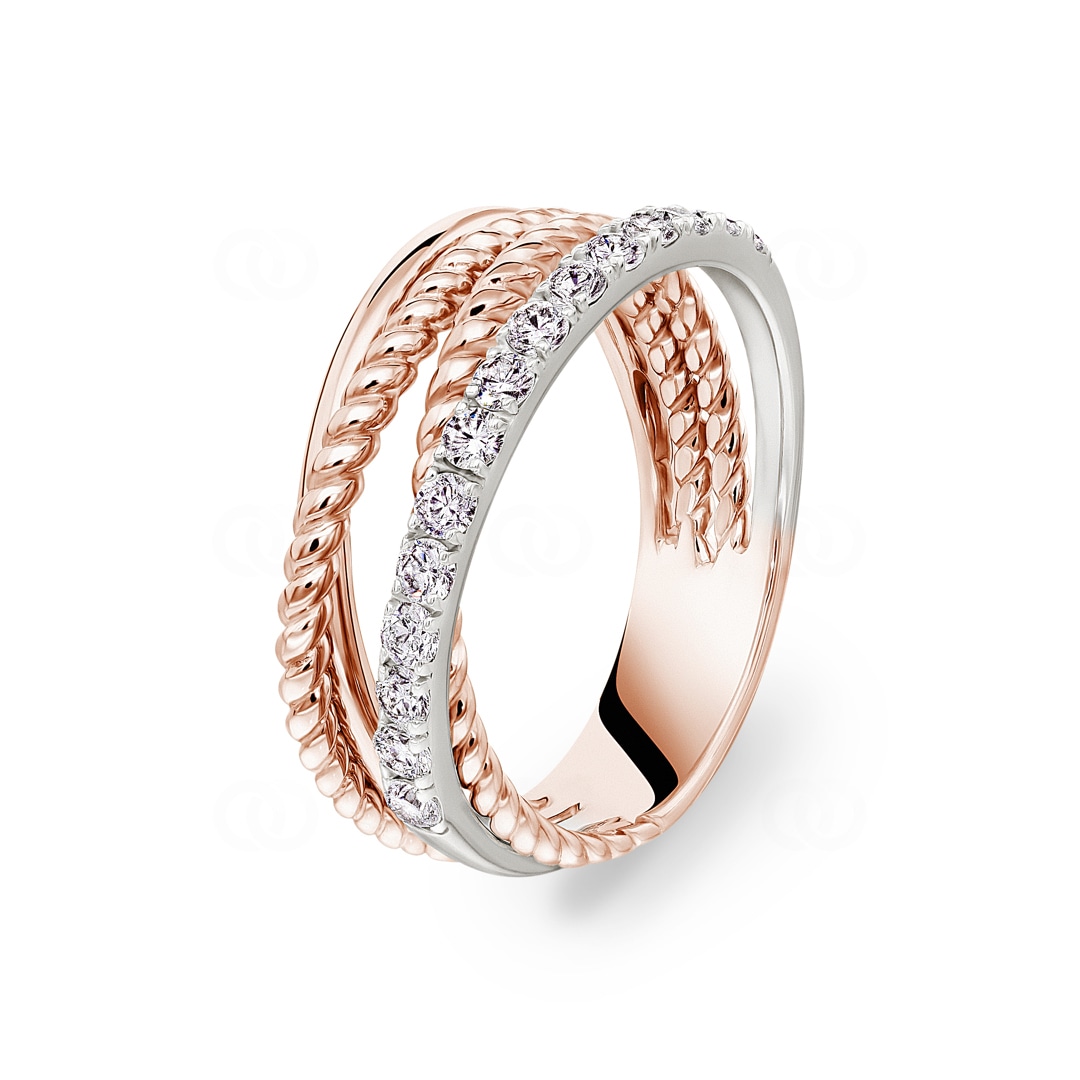 Ring 750/18 K Rosé-/ Weissgold mit Diamanten 0.45 ct H/si