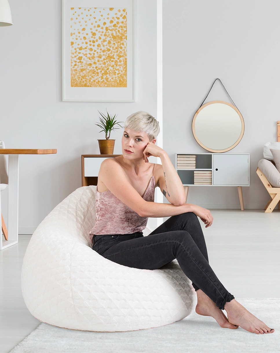 BeanBag FLUFFY HEARTS XL, 70 x 110 (Farbe: weiß)