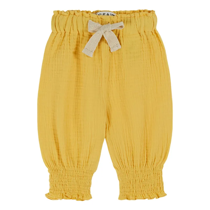 Emile et Ida Pantalon Fluide Gaze de Coton | Jaune