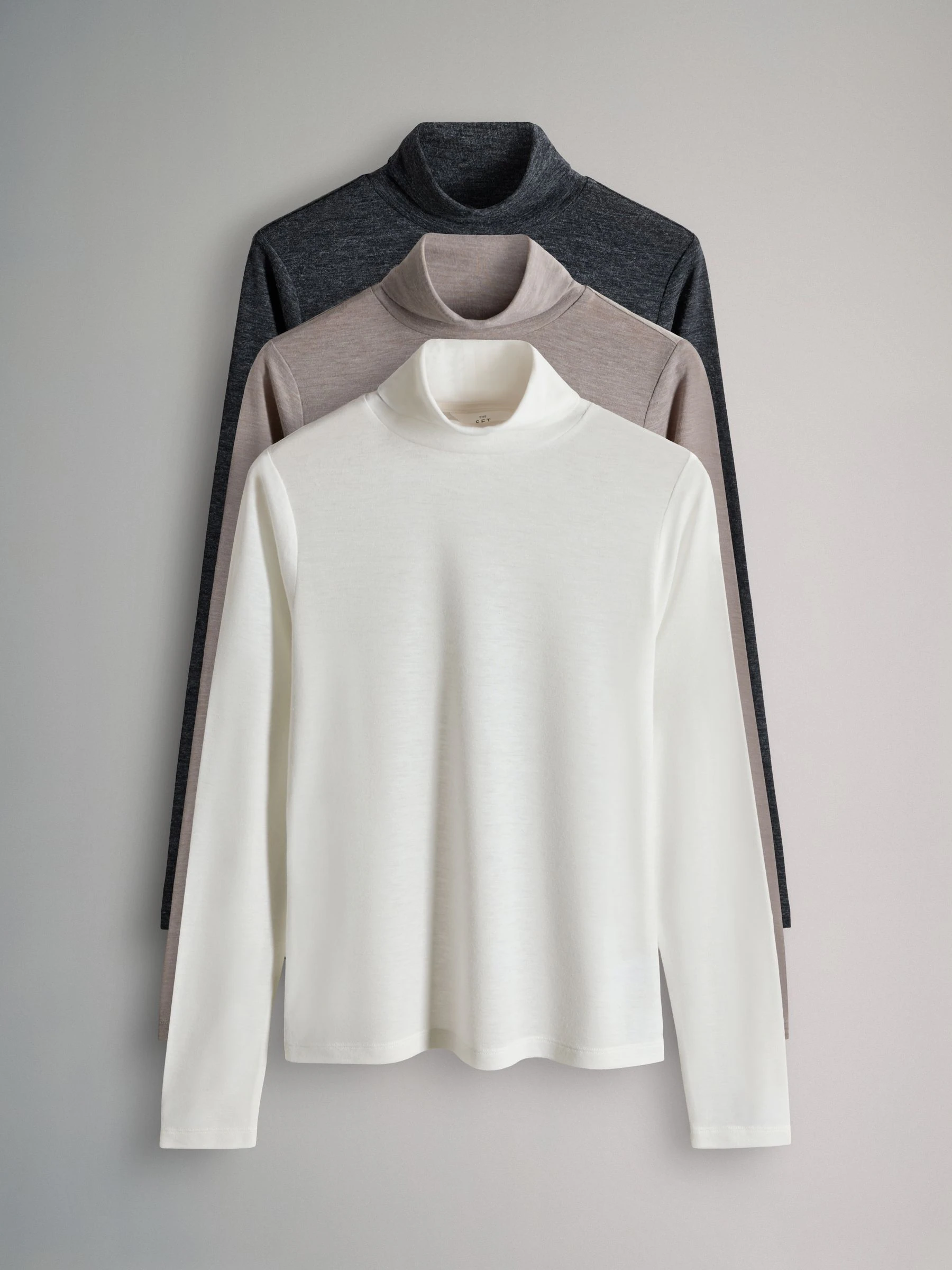The Set 3 Pack Sheer Roll Neck Long Sleeve Top