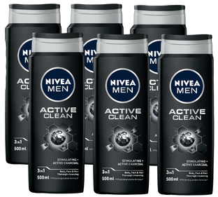 Nivea Men Active Clean Shower Gel Voordeelverpakking 6x500ML