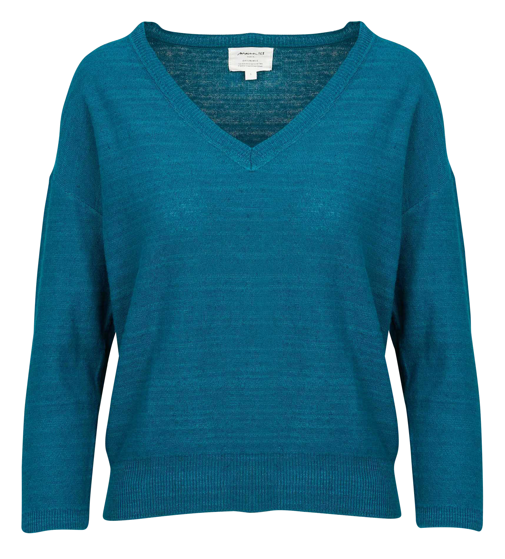 LARSEN - Pull col V en coton et lin | Bleu