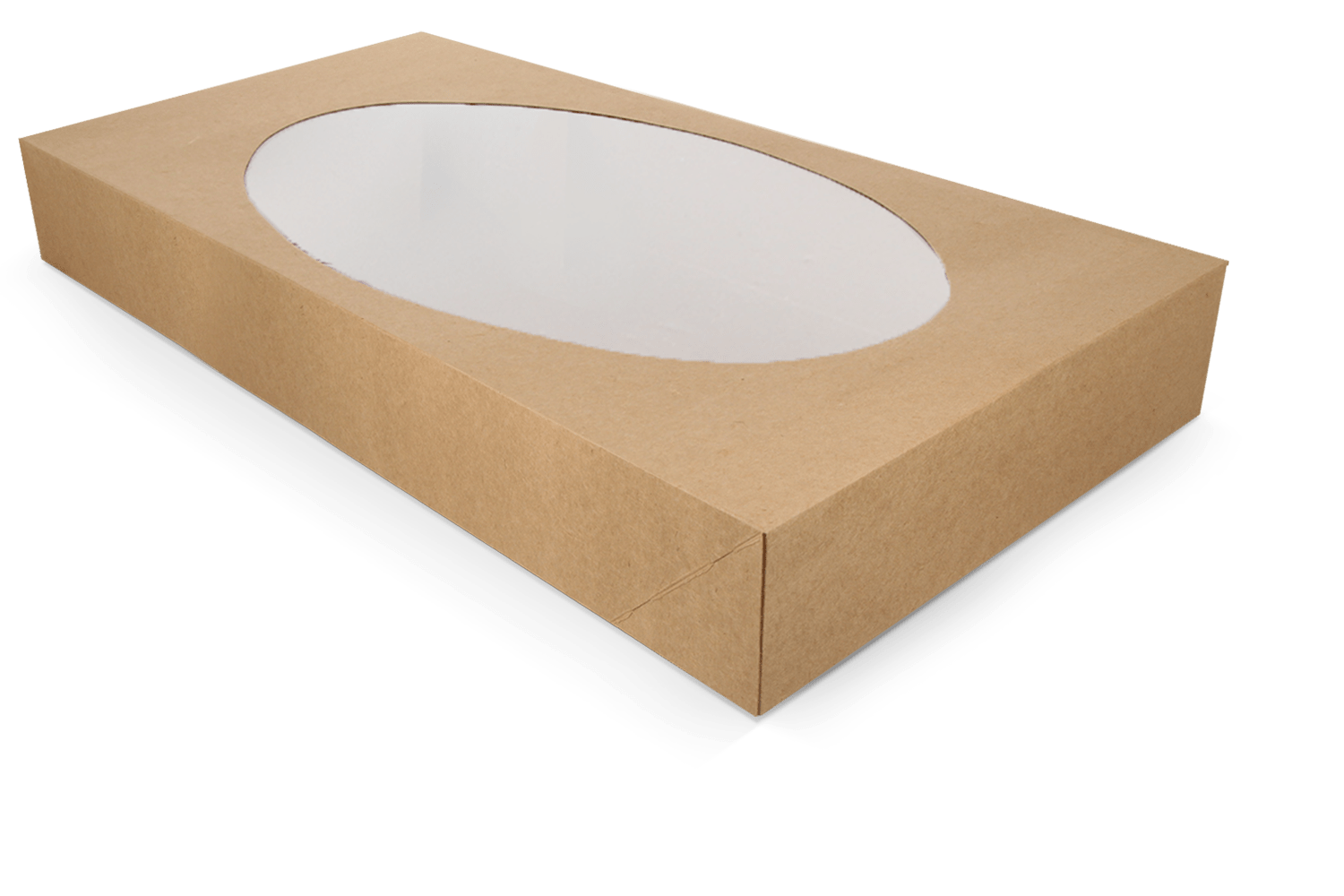 Cateringdozen kraft groot met venster 56x32x8cm BIO