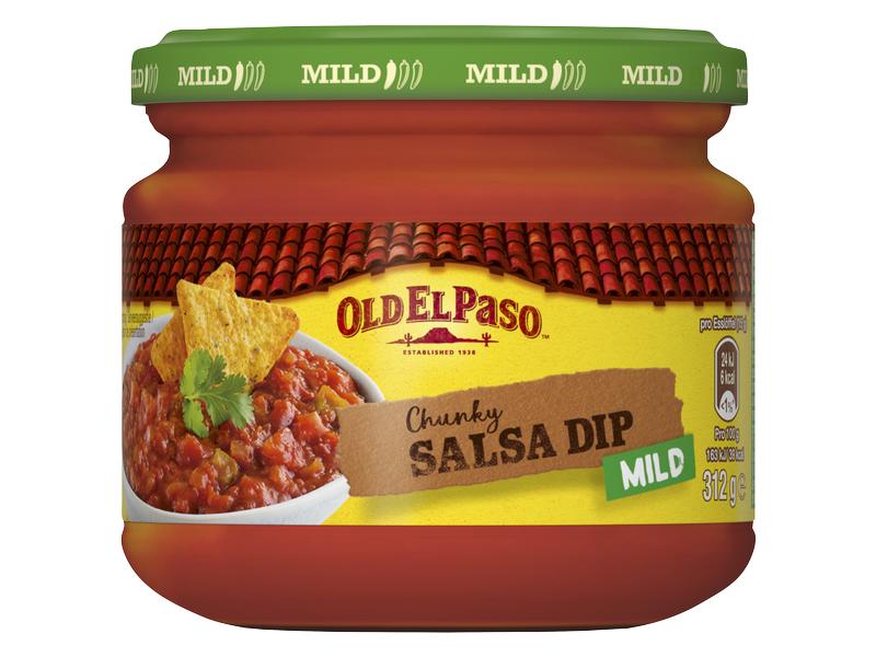 Old El Paso Chunky Salsa Dip mild 312 g Milde Tomatensauce mit Tomaten-, Paprika- und Zwiebelstückchen
