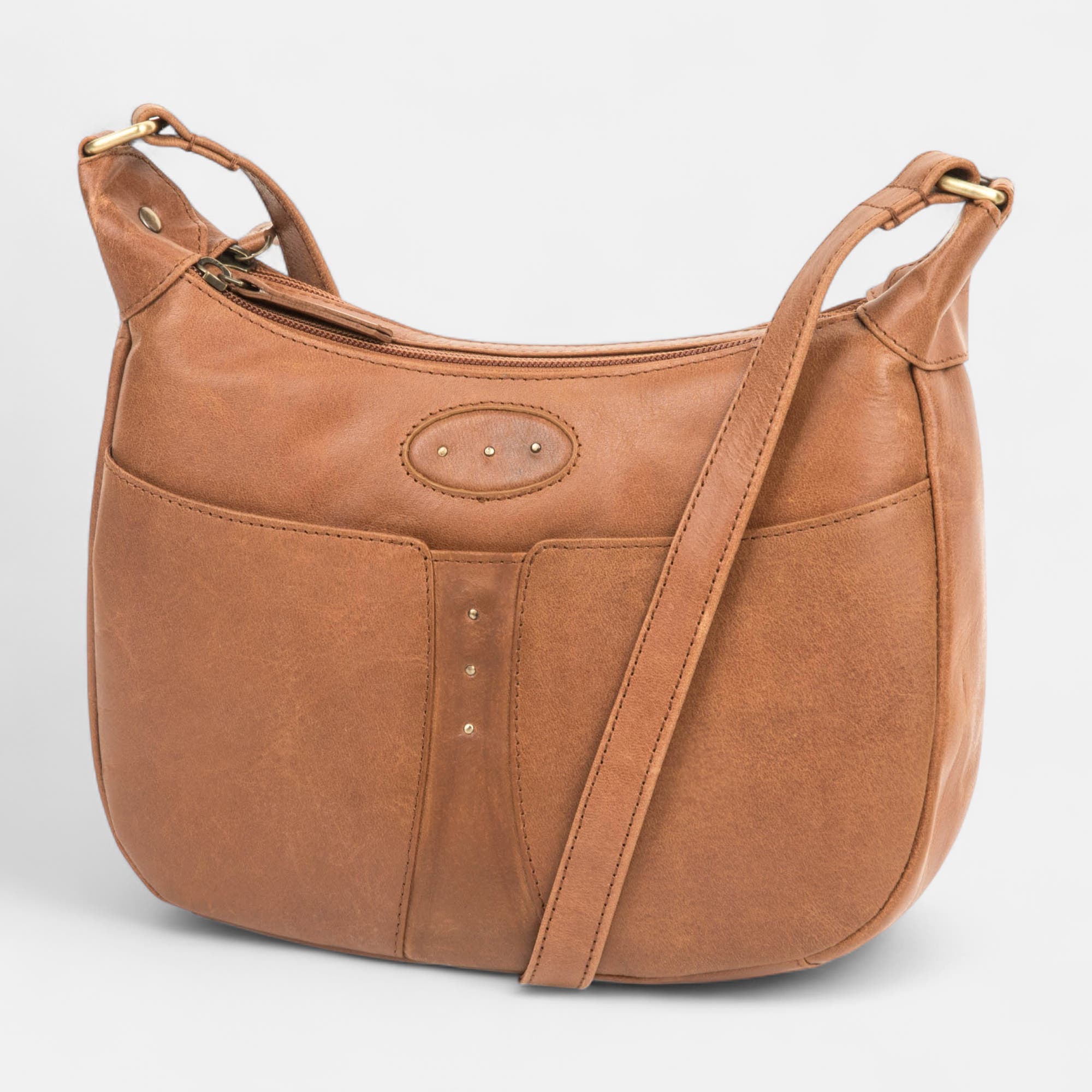 Sac bandoulière en cuir cognac