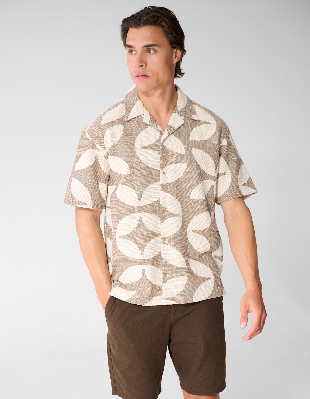 All-over Logo Jacquard Overhemd Bruin