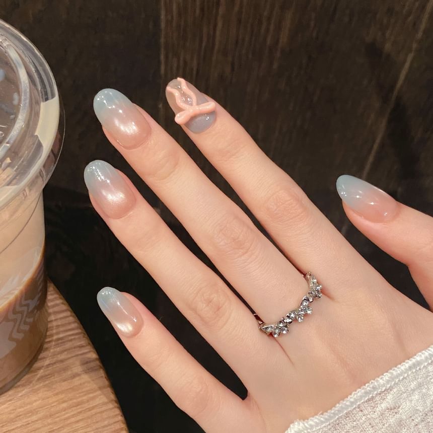eovda - Bow Gradient Almond Press On Nail / Oval Press On Nail (Diverse ontwerpen)