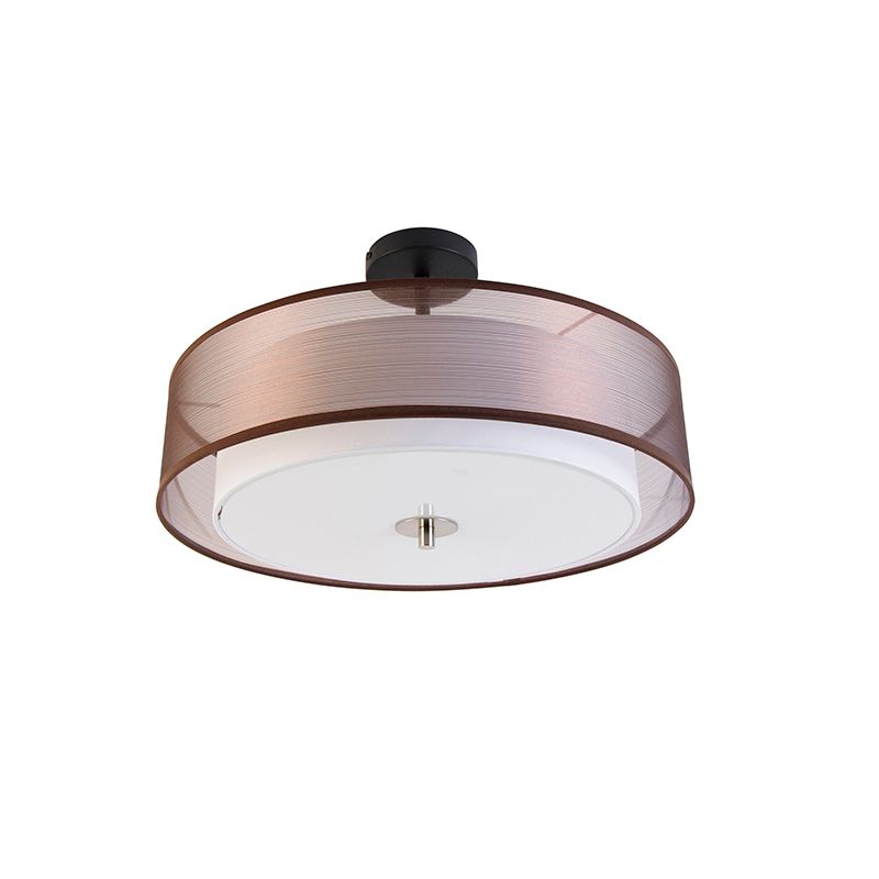 Moderne plafondlamp bruin met wit 50 cm 3-lichts - Drum Duo