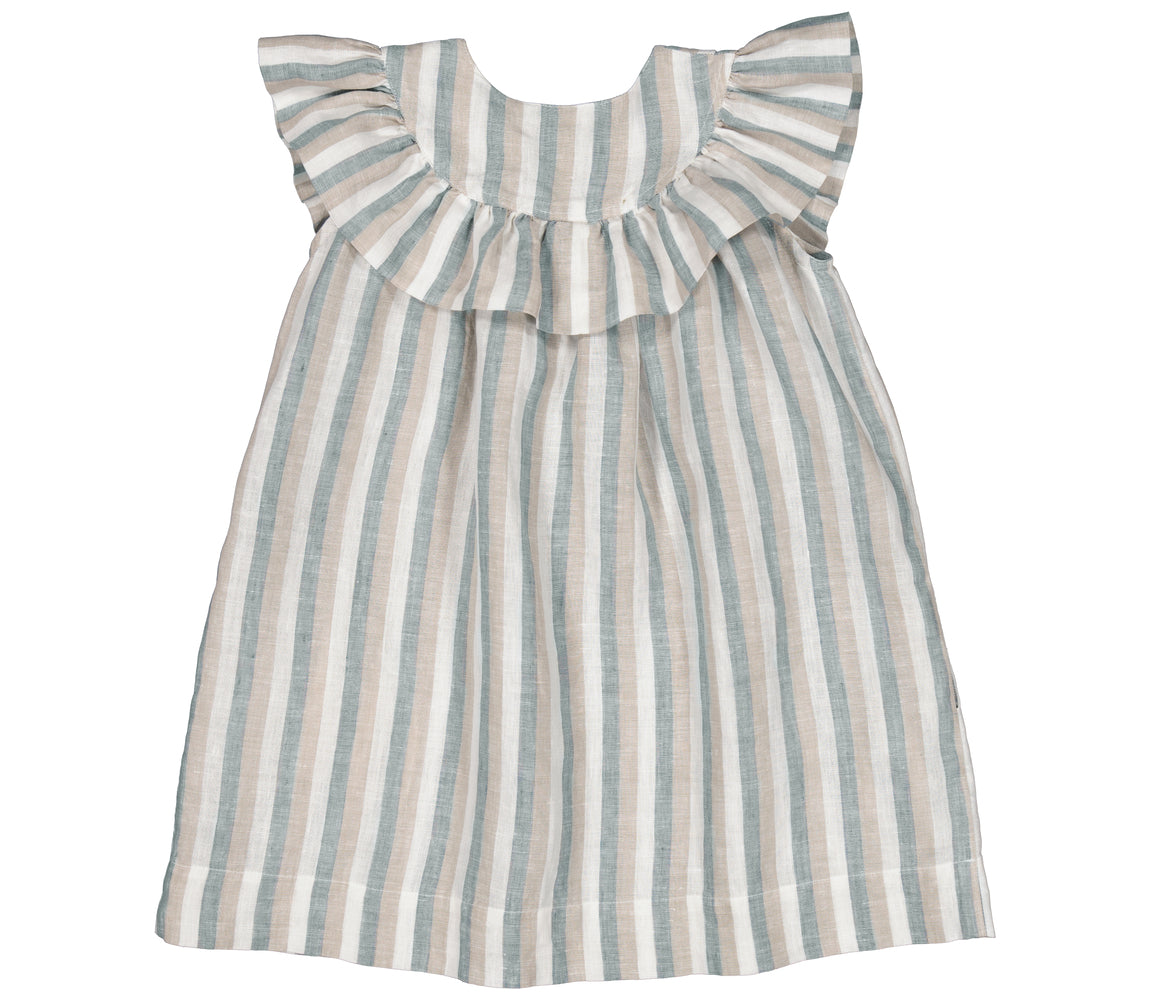 Drussa, Kjole  - Dusty Blue Stripe