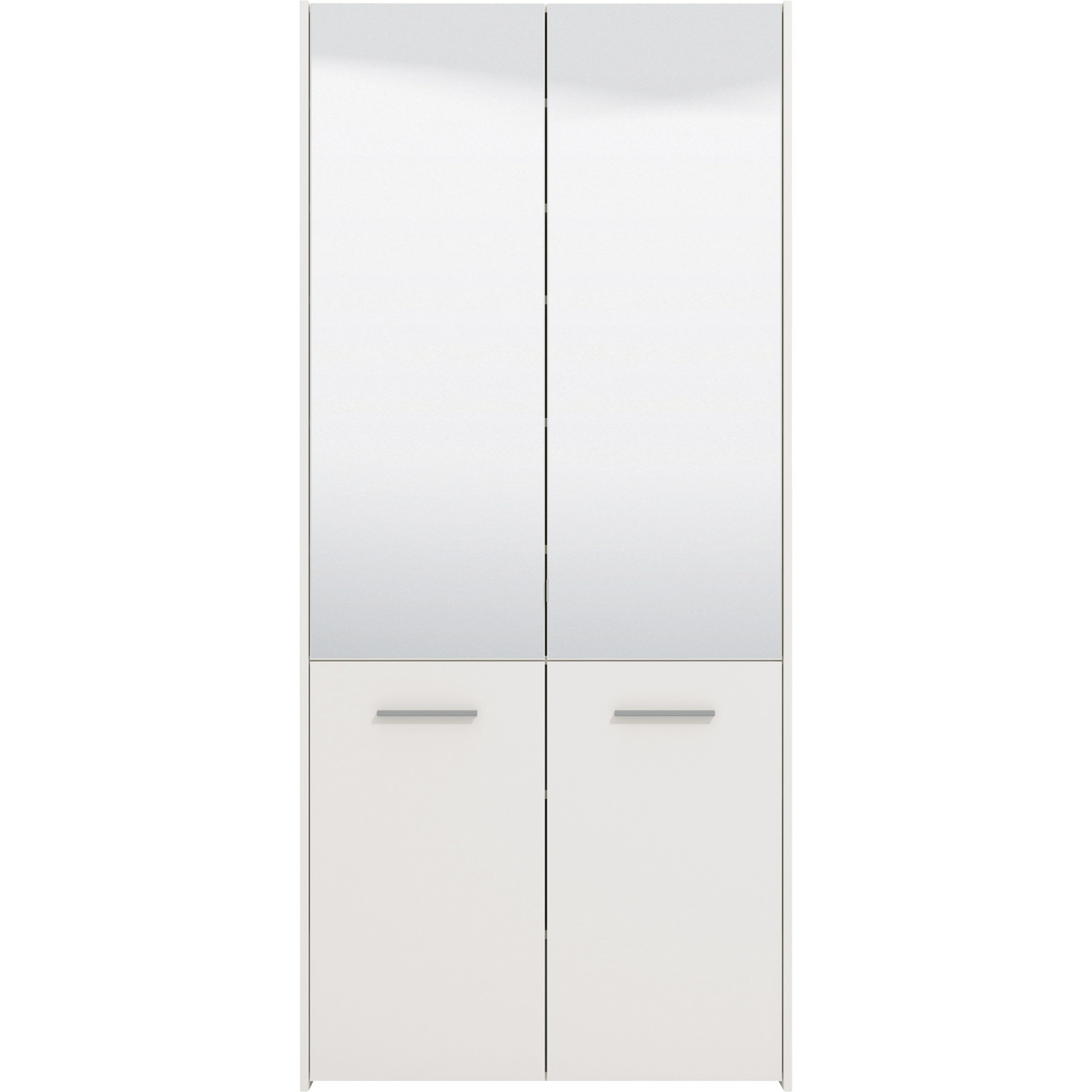 Schuhschrank Menorca Dekor Eiche weiss 89,5 x 199 x 37,5 cm, mit Spiegel