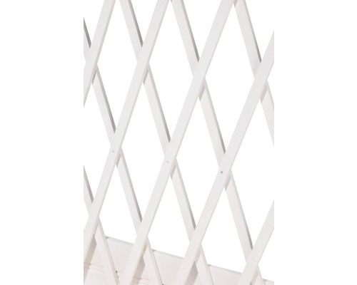 Verhoogd tuinbed op palen met trellis, mobiel, 79 x 28,5 x 130 cm, wit geglazuurd
