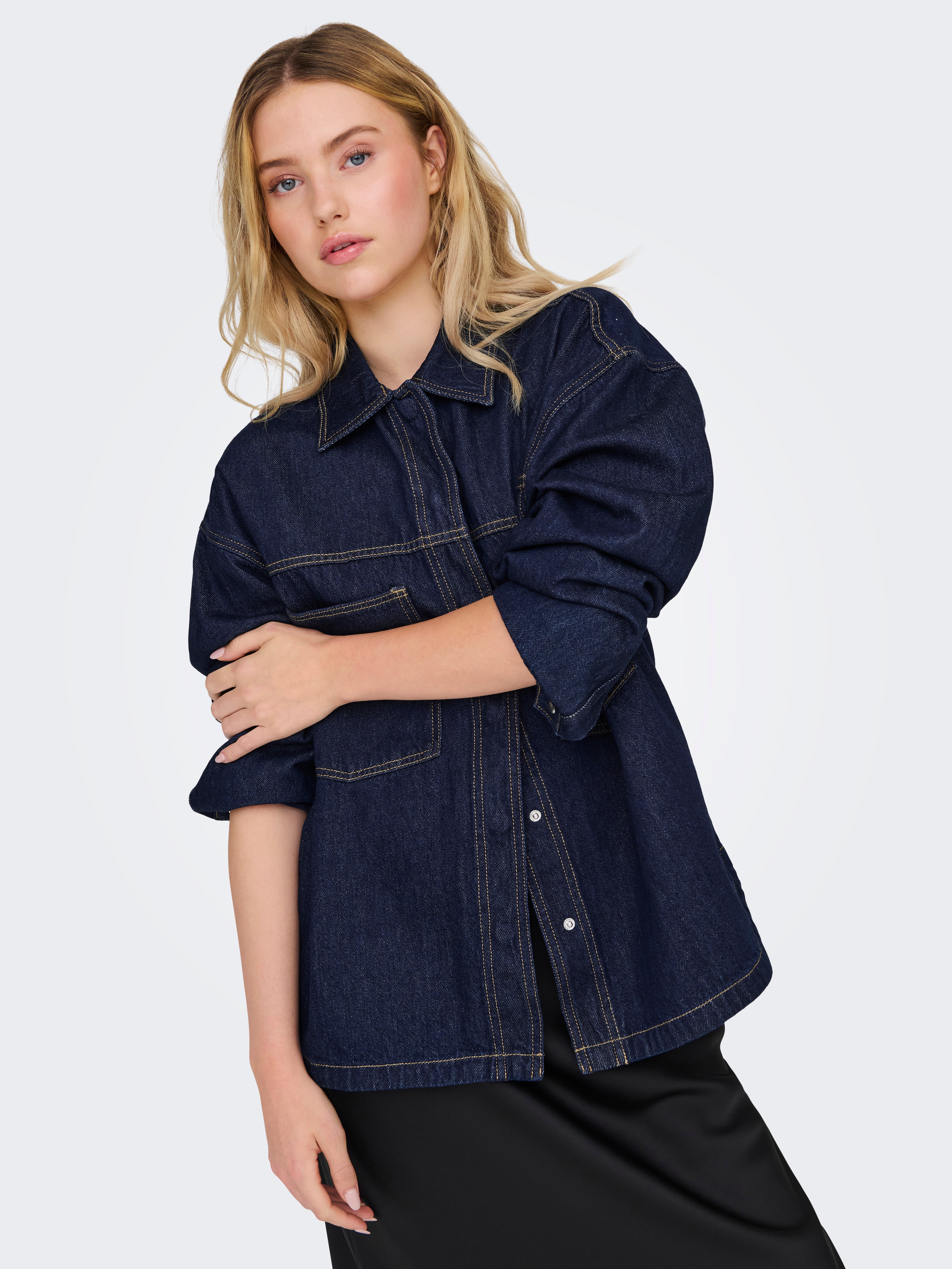 ONLEMMIE Jeanshemd Dark Blue Denim