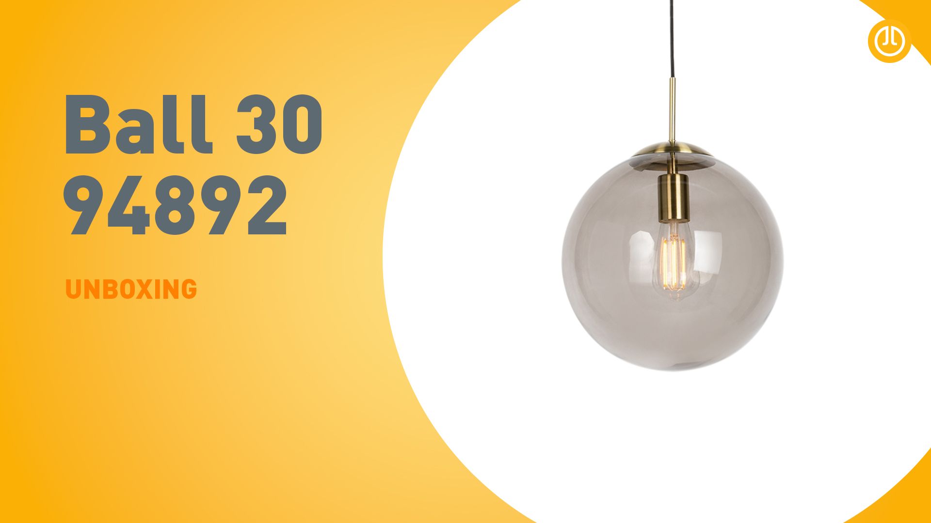 Moderne hanglamp messing met smoke glas 30 cm - Ball