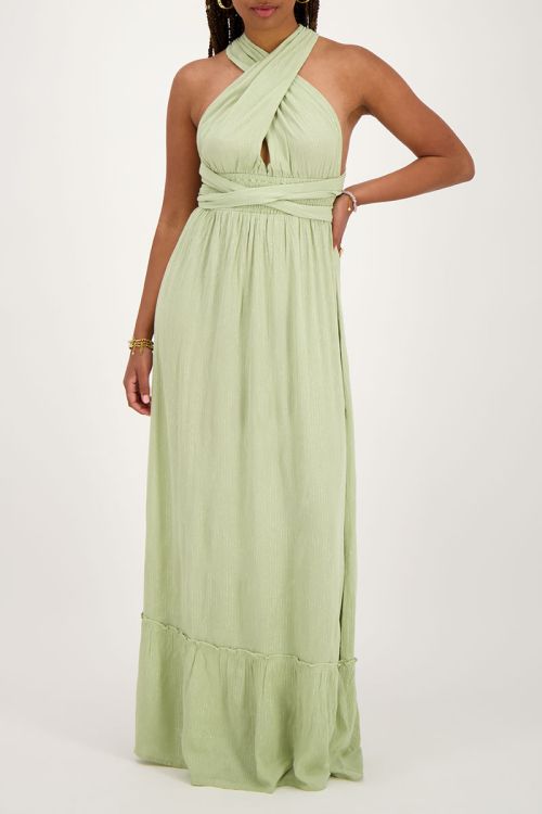 Groene multiway maxi jurk met lurex