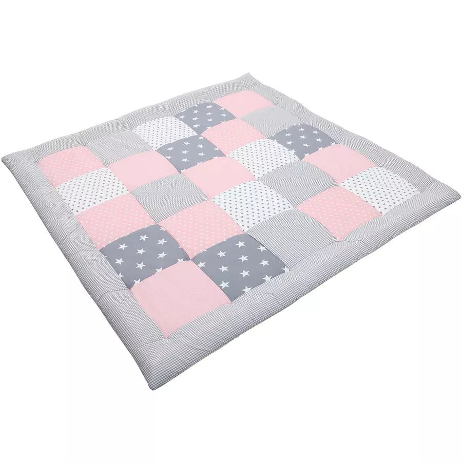 Ullenboom Krabbeldecke Patchwork rosa grau 120x120 cm