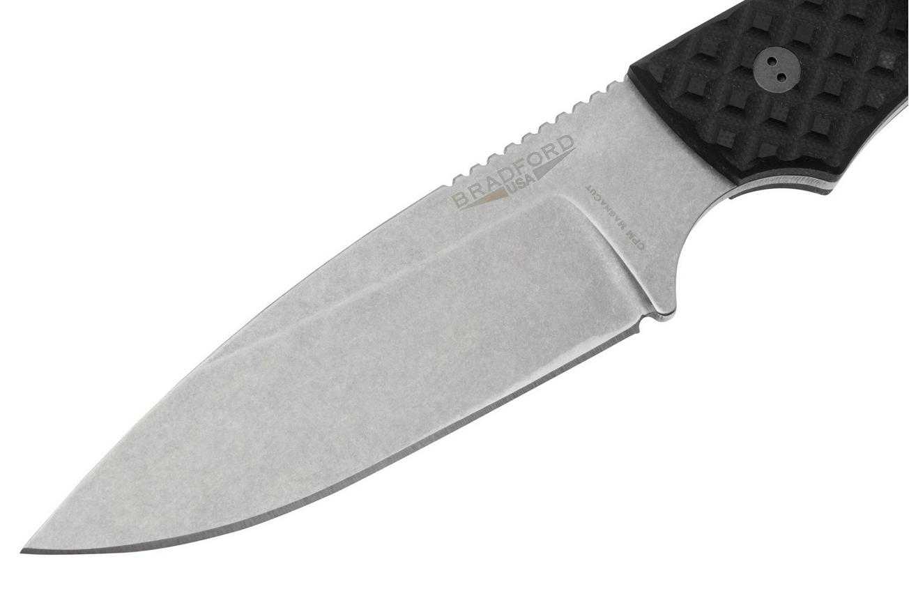Bradford Knives Guardian 4.2 Black G10 Textured, CPM-Magnacut, Sabre Grind, Stonewashed Finish, vaststaand mes