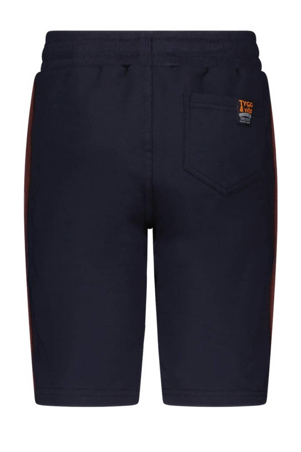 TYGO & vito regular fit sweatshort Bing met zijstreep donkerblauw/muticolor