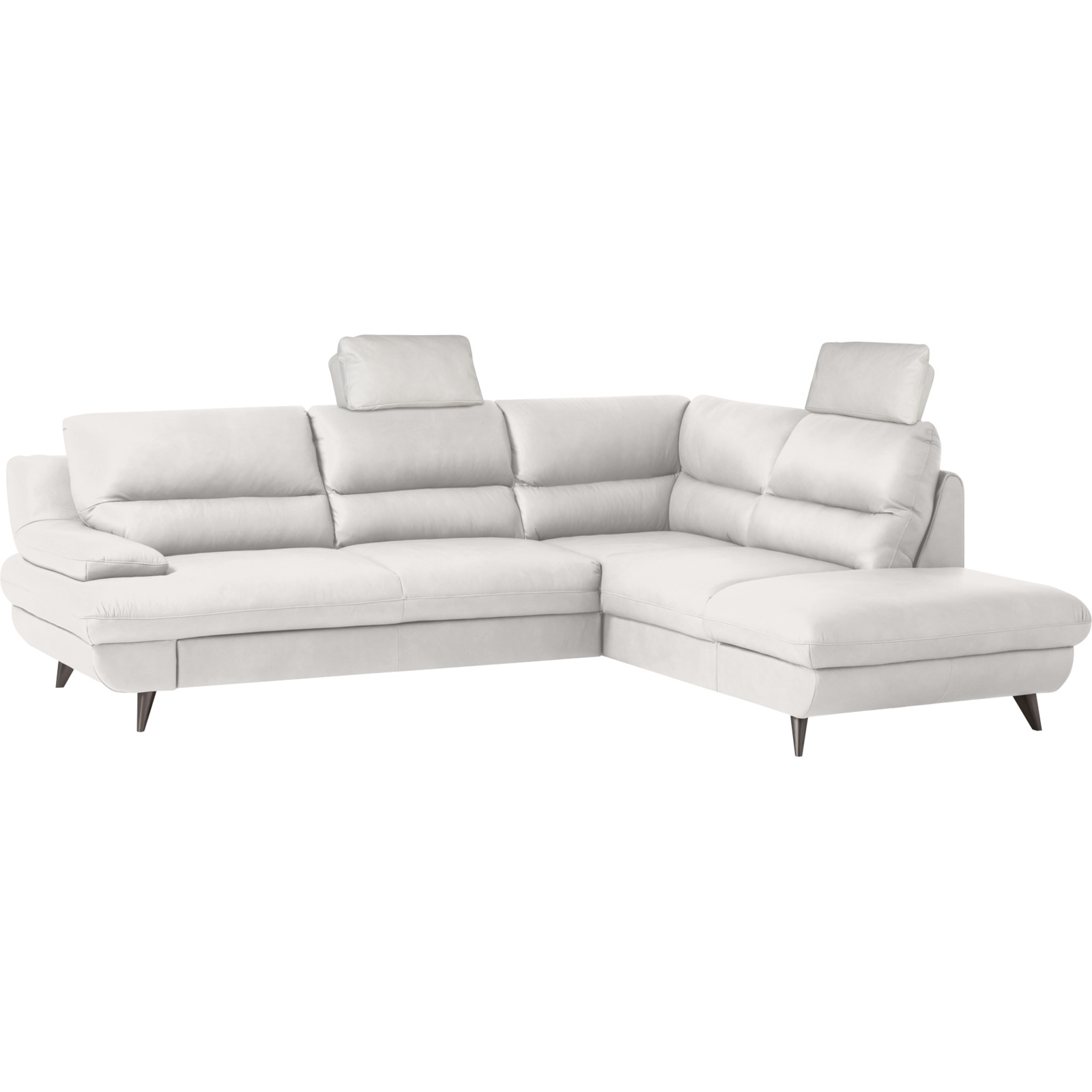 Ecksofa Pike Leder, Ottomane rechts bianco