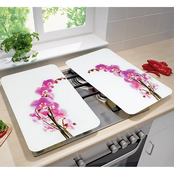Set 2 couvre-plaques protection motifs Orchidée Wenko by Maximex