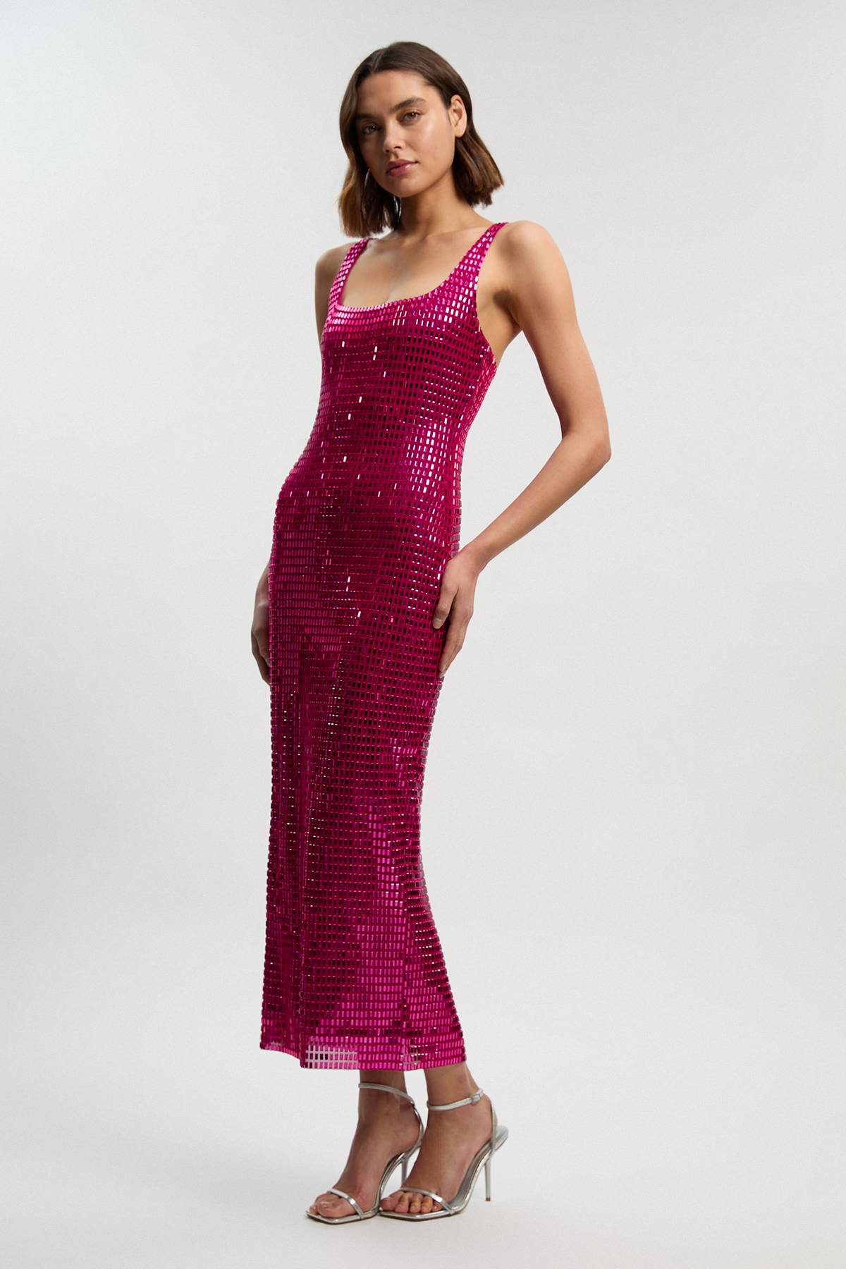 KarenMillen Robe Mi-Longue en Jersey Ornée de Cristaux Premium
