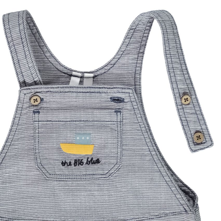 Ensemble 2 pièces avec salopette courte pour bébé garçon - Blanc