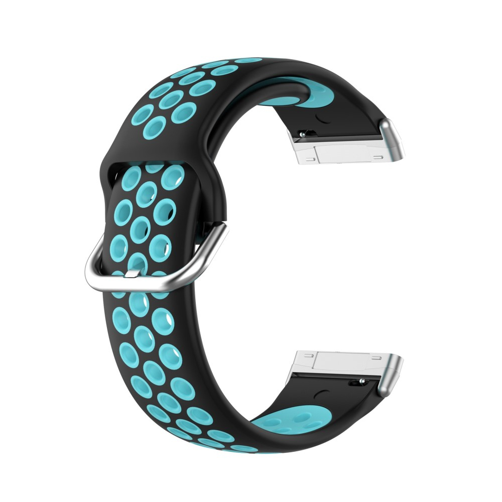 Fitbit Versa 4 / Sense 2 Ersatz Silikon Armband Dual Color (Gelenkumfang 190 - 230mm) - Schwarz / Türkis