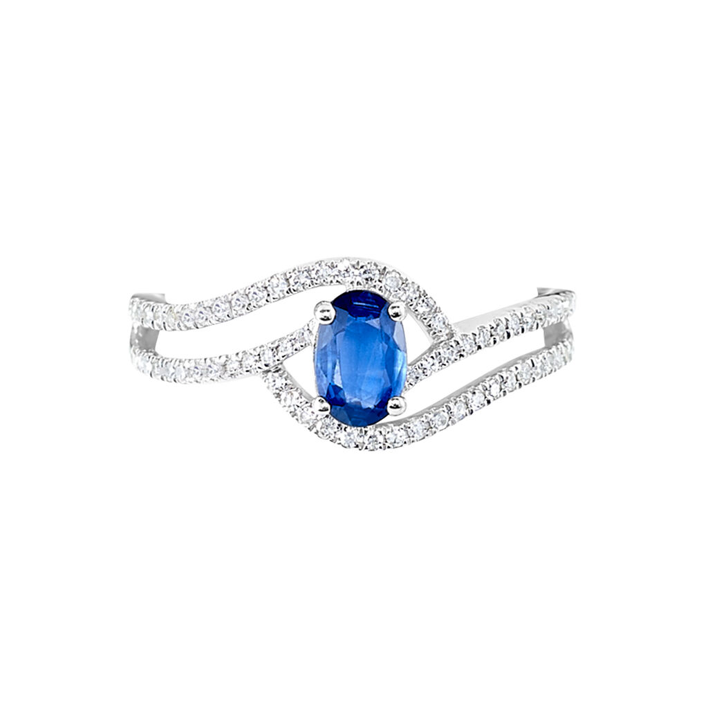 Bague Lyna Or Blanc Saphir Et Diamant
