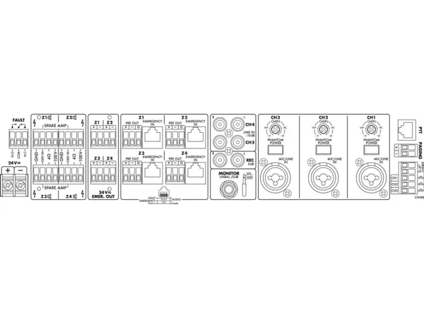 PA-40120 4-zone mono mixing amplifier