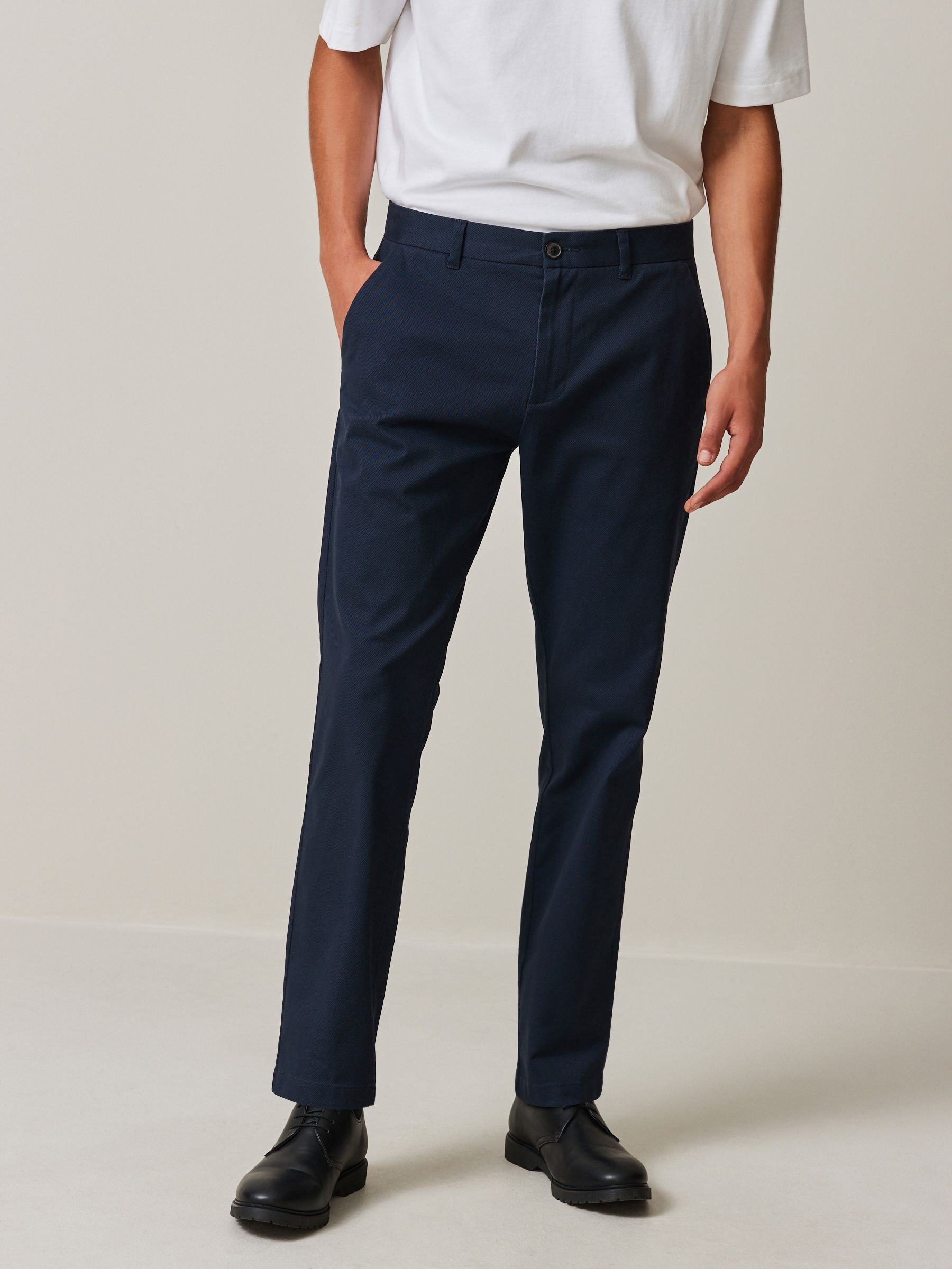 Donkerblauw - Slim Fit - Zacht aanvoelende stretch-chino met print