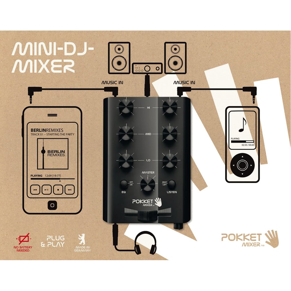 Pokket Pokketmixer DJ mixer zwart