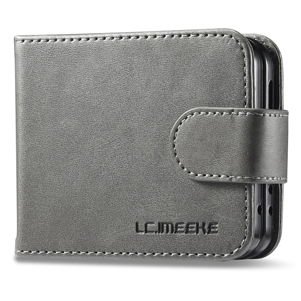 Samsung Galaxy Z Flip7 FE / Z Flip6 Vintage Leder Tasche Flip Cover Fashion Design - Grau
