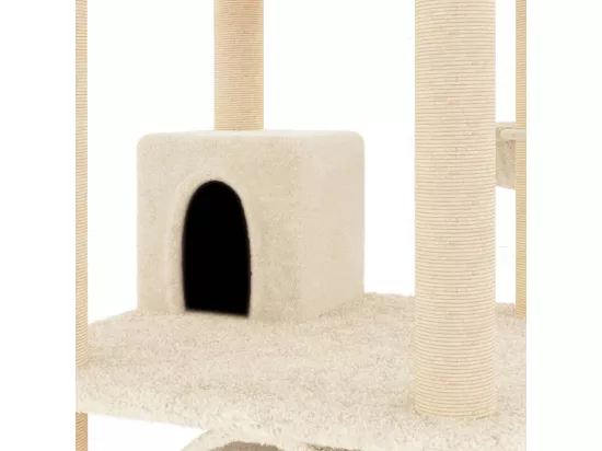Arbre à chat avec griffoirs en sisal crème 141 cm