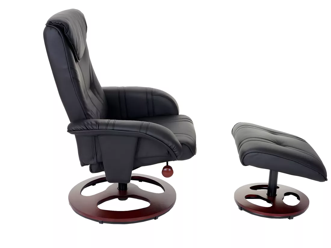 Fauteuil de relaxation MCW-C46 avec pouf, noir