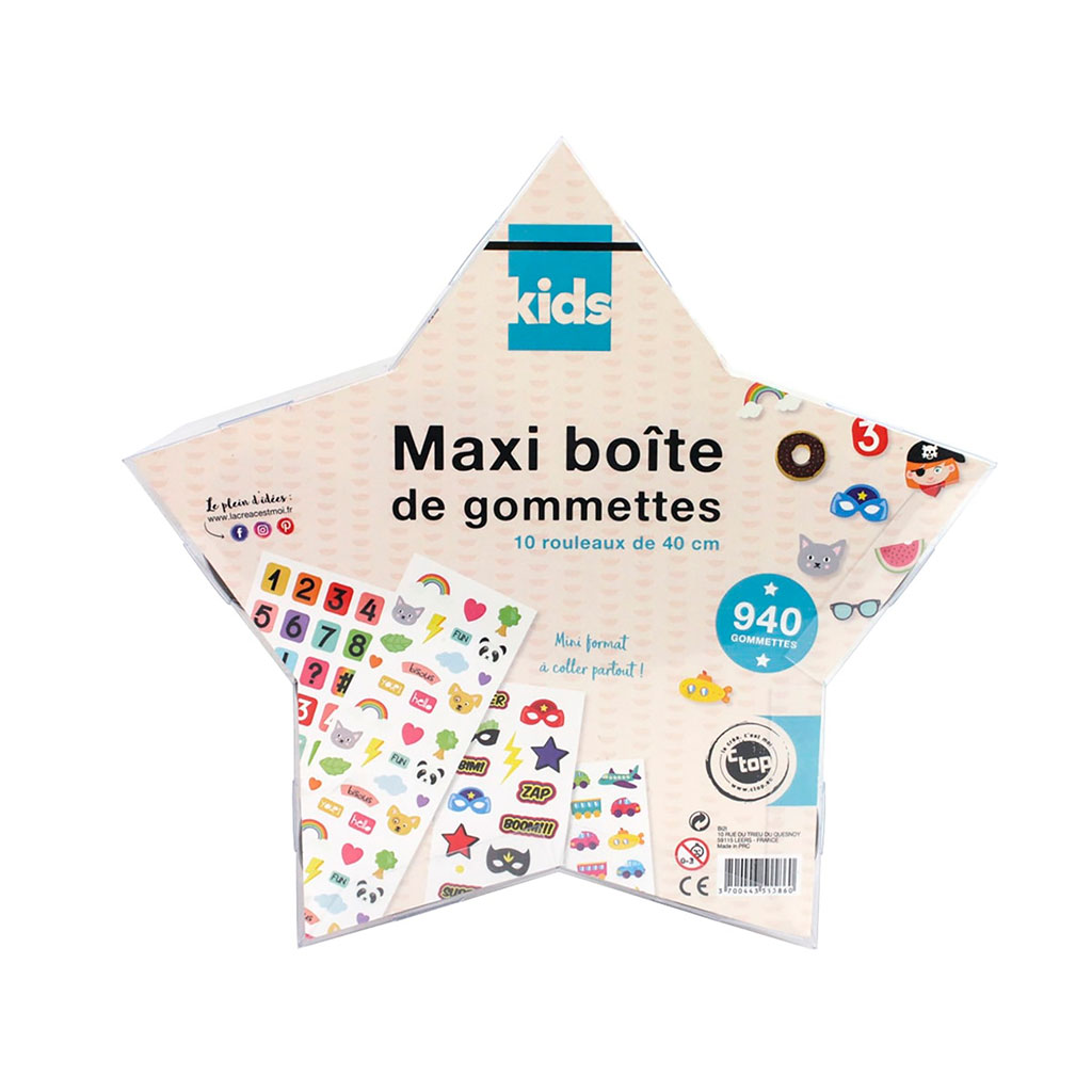 Coffret maxi boite de gommettes 10 rouleaux