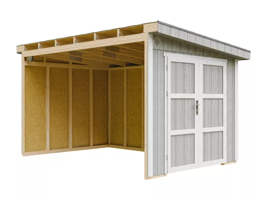 Abri de Jardin Qualité Premium 8,68 m² - H231x248x412 cm - Sans plancher e paroi latérale - Timbela M939B-TUNDRA GREY