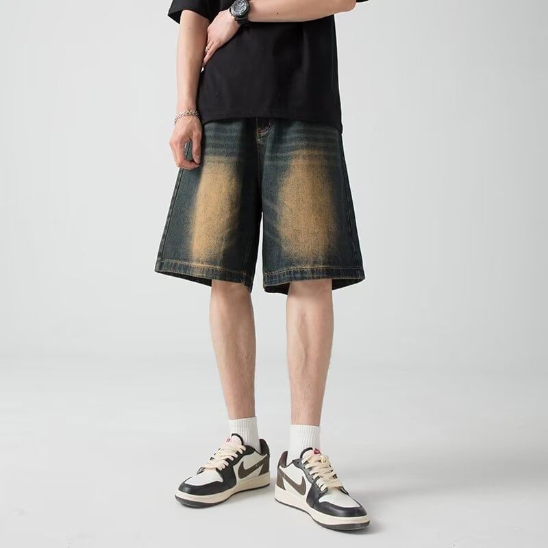 Maxelane - Mid Rise Washed Denim Shorts