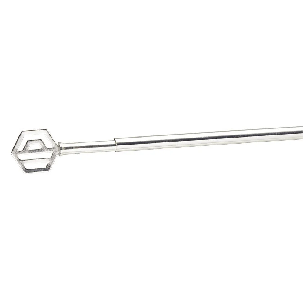 Tringle extensible vitrage décor hexagone gris chromé brossé L60/80cm