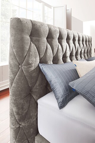 JOOP! Boxspringbett CUBIC CHESTERFIELD 180 x 200 cm grau