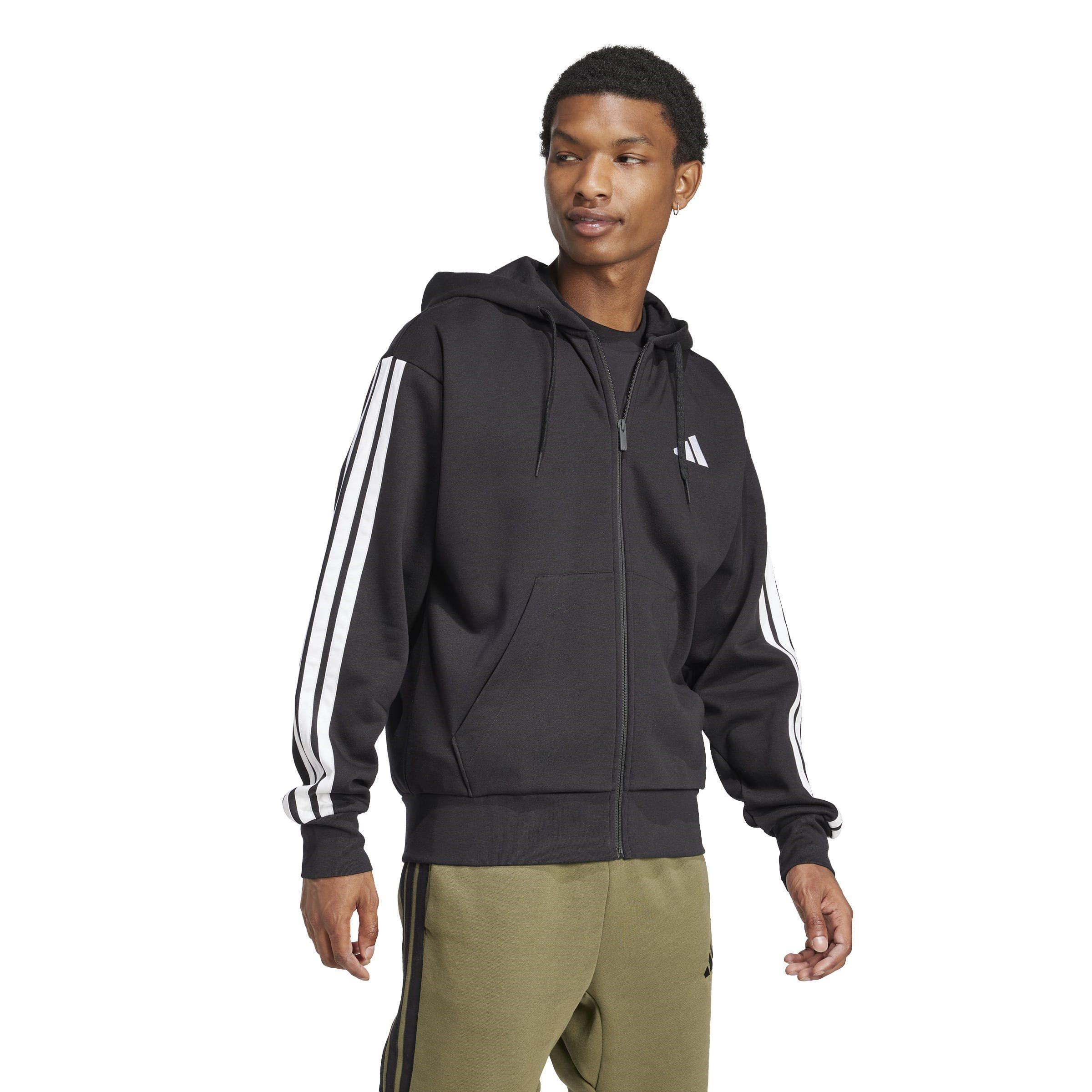 adidas Essentials Fleece 3-Stripes Full-Zip Hoodie Mens