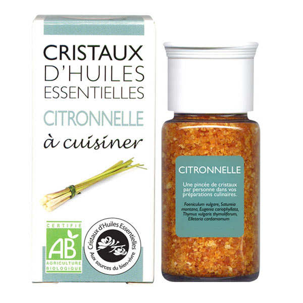 Citronnelle - Cristaux d'huiles essentielles à cuisiner - Bio
