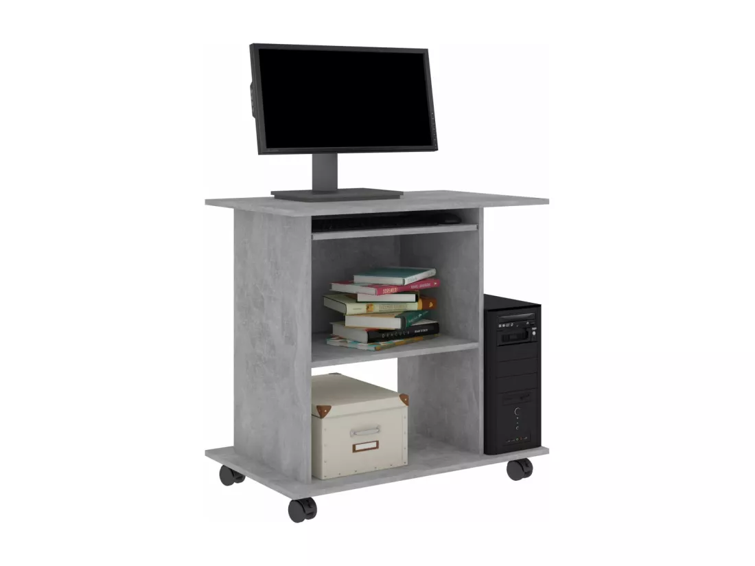 Bureau d'ordinateur Gris béton 80x50x75 cm Aggloméré