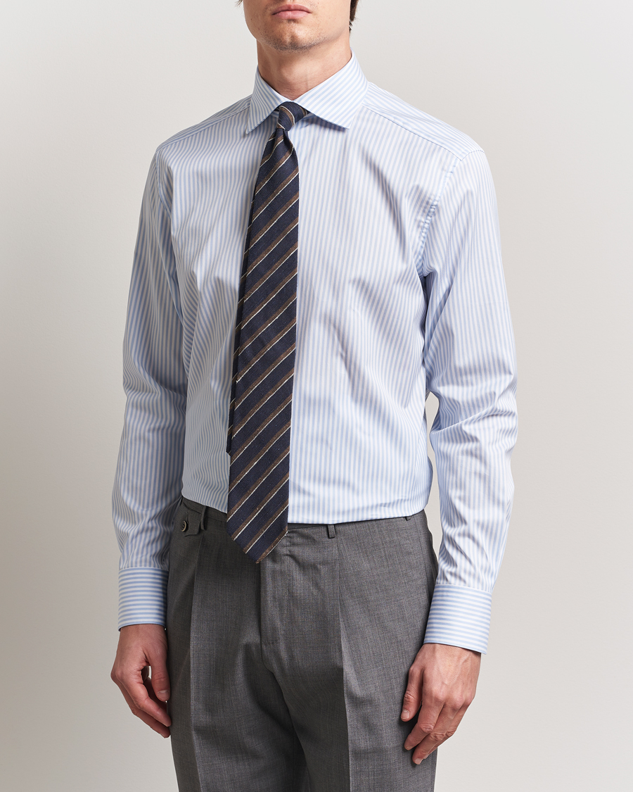 Stenströms 1899 Striped Cotton Twill Shirt Blue/White