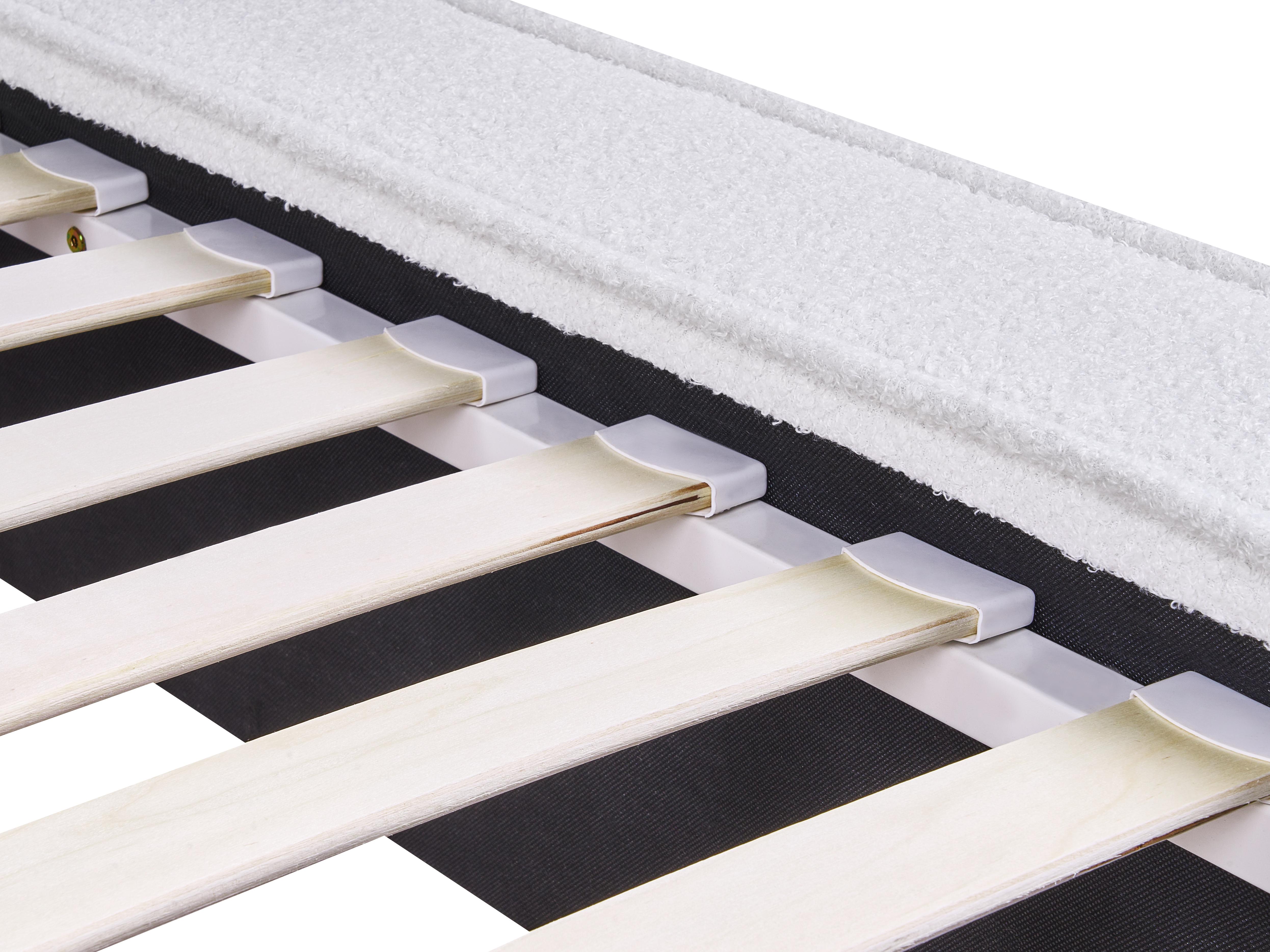 Bed Bouclé LINARDS 180 x 200 cm Wit