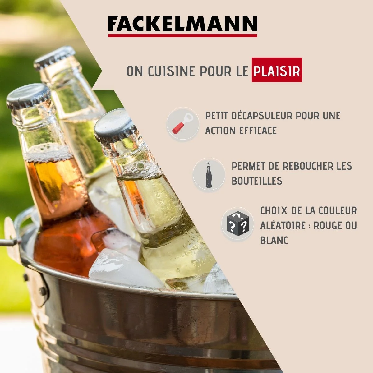Décapsuleur et rebouche bouteille 2 en 1 Basic Fackelmann