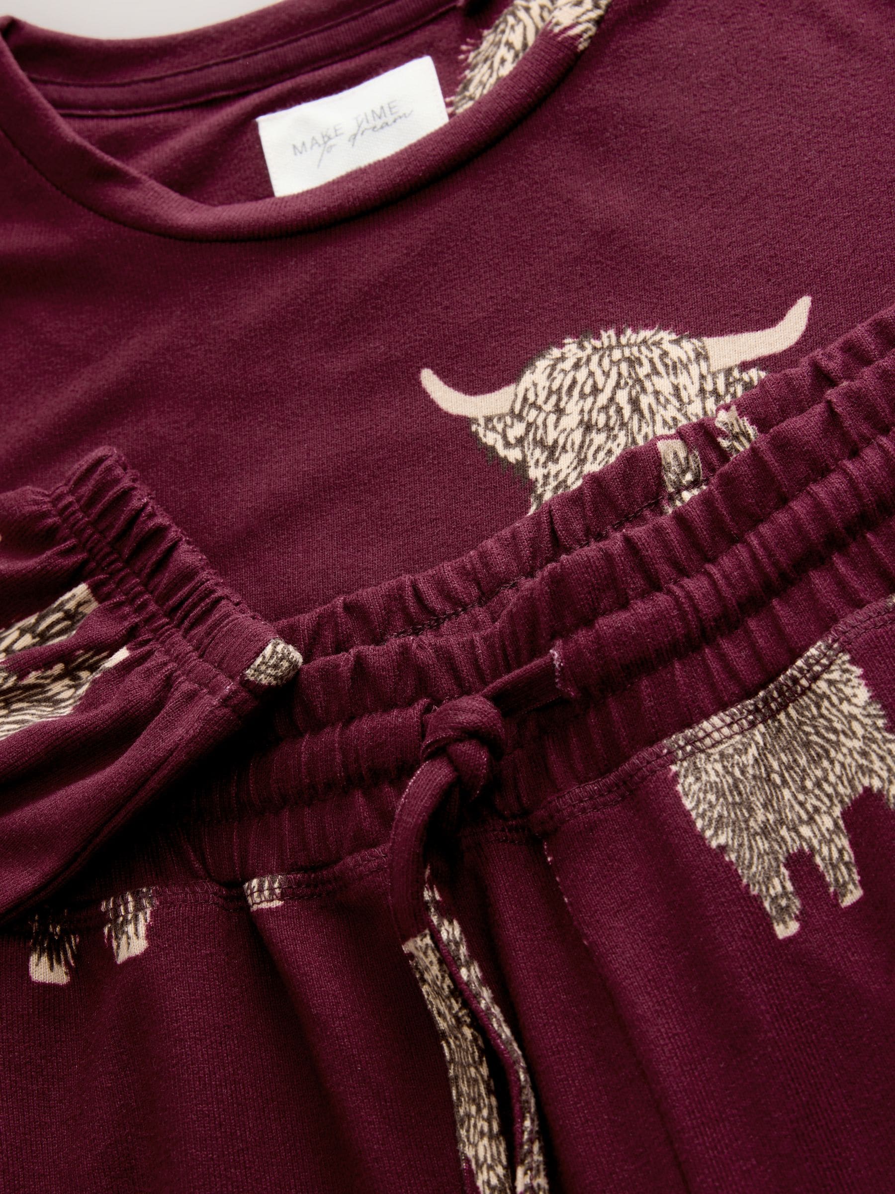 Bordeauxrood - Hamish The Highland Cow Behaaglijke Pyjama's met Lange mouwen