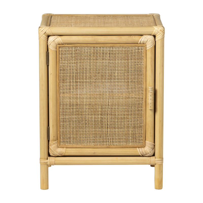 Nachtkastje Bali met deurtje - rotan - naturel - 60x46x35 cm